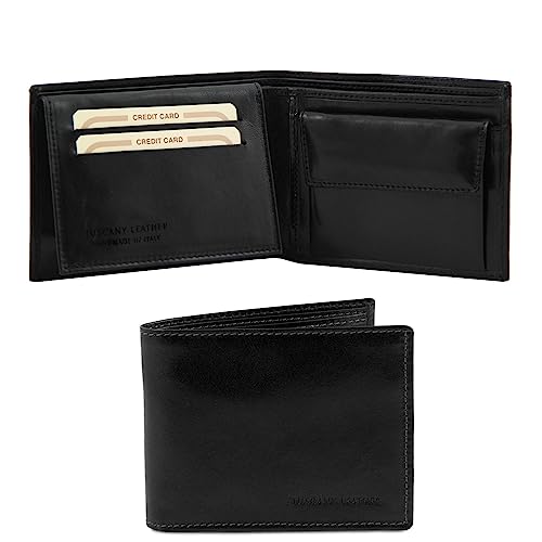 Tuscany Leather Exklusive Herren Brieftasche aus Leder mit 2 Scheinfächern und Münzfach Schwarz von Tuscany Leather