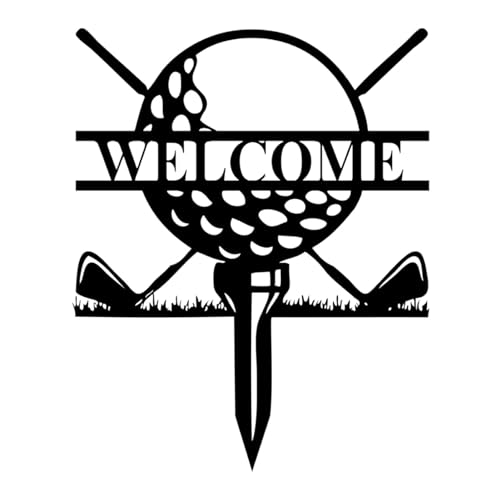 Tuxxjzm Golf Yard Stake,Golf-Schilder für den Außenbereich - Golf Tee Form Willkommen Metallschild - Rostfreie symbolische Golf-Willkommensschilder für Yard Art Garden Outdoor Decor von Tuxxjzm