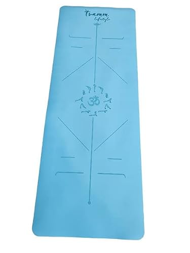Premium Yogamatte - extra große Yogamatte rutschfest [ PU + Naturkautschuk] - innovative & AntiSlip-Beschichtung - mit Yoga-Gurt - 185x68x0,4cm – Sportmatte (Blue) von Tvamm Lifestyle