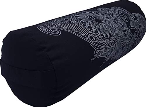 Tvamm-Lifestyle Yoga-Bolster Special, 65 x Ø 22 cm, Buchweizenschalen-gefüllt (Black Mandala) von Tvamm-Lifestyle