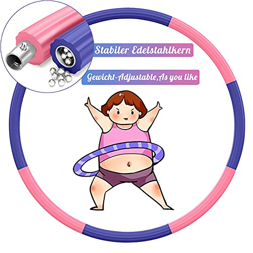 TvvaaFog Hula Reifen Hoop für Erwachsene & Kinder, Verbesserte Version 6-8 Abschnitt Abnehmbares Design, Fitness Exercise Reifen zur Massage, mit Geschenk Springseil (Pink-Blau) von TvvaaFog