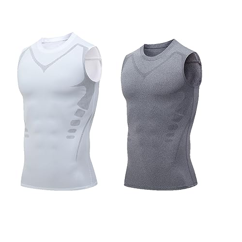 2023 New Version Ionic Shaping Vest,Comfortable and Breathable Ice-Silk Fabric,for Men to Build a Perfect Body (2pcs-01,L) von Twaynorb