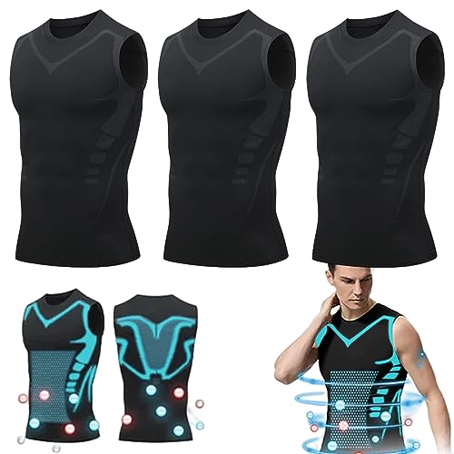 Twaynorb 2023 New Version Ionic Shaping Vest, Comfortable and Breathable Ice-Silk Fabric Compression Shirts for Men to Build A Perfect Body (Black,Large) von Twaynorb
