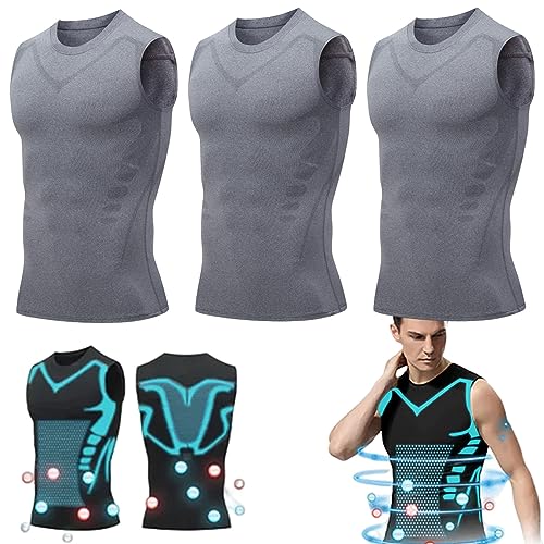 Twaynorb 2023 New Version Ionic Shaping Vest, Comfortable and Breathable Ice-Silk Fabric Compression Shirts for Men to Build A Perfect Body (Gray,Large) von Twaynorb