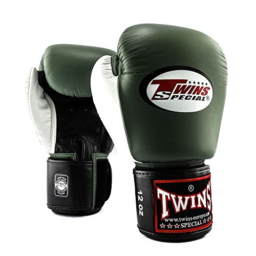 TWINS Special Boxhandschuhe, Leder, BGVL-4, Olive-weiß Größe 12 Oz von Twins Special