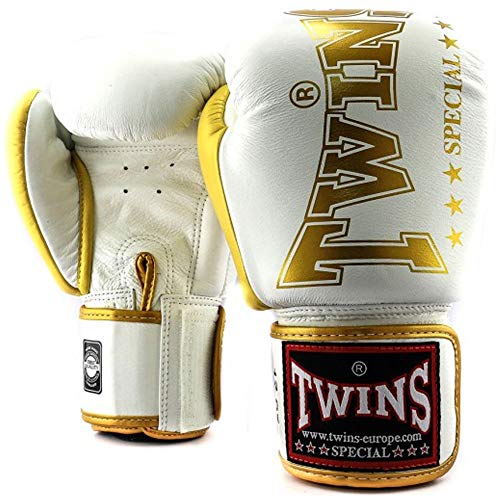TWINS Special Boxhandschuhe, Leder, BGVL-8, weiß-Gold Größe 14 Oz von Twins Special
