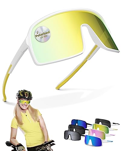 Two Horizons Sportbrille | Fahrradbrille | MTB Brille | XL Oversized HD Vision | Sportsonnenbrille polarisiert | UV400 Schutz, flexibel, ultraleicht | Sport Sonnenbrille Herren Damen | Schnelle Brille von Two Horizons