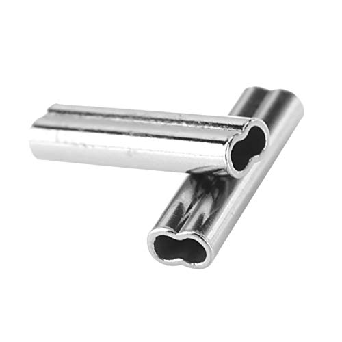 Tyenaza Angelschnurschlauch, Doppellauf Crimphülsen 100% Kupfer, Angelschnur Vorfach Vorfach Rigging Tackle Drahtseilklemmen Rohrverbinder (100 Stück 6 Größen)(1#) von Tyenaza