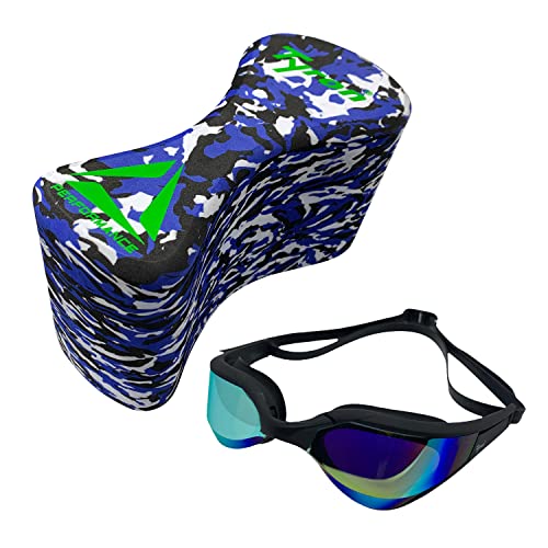 Tyron Schwimmsport Bundle - Pull-Bouy Elite (tricolour) für das Schwimmtraining + Schwimmbrille Performance Predator (schwarz) von Tyron