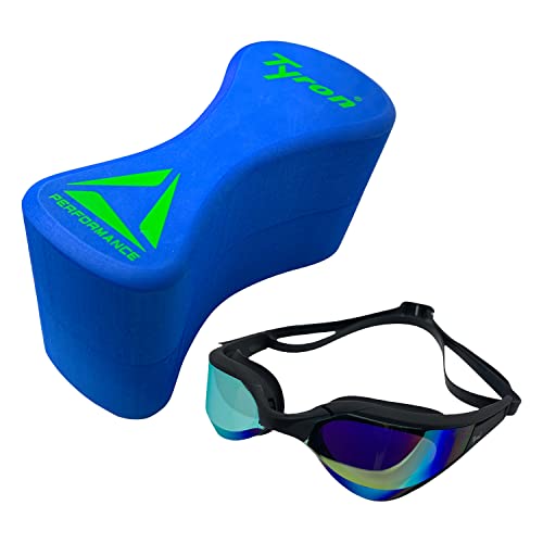 Tyron Schwimmsport Bundle - Pull-Bouy Elite (blau) für das Schwimmtraining + Schwimmbrille Performance Predator (schwarz) von Tyron