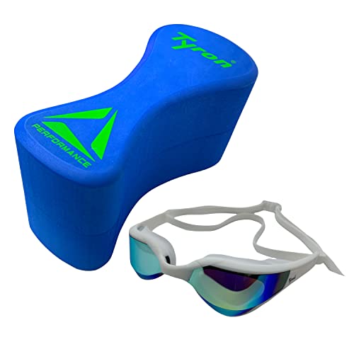 Tyron Schwimmsport Bundle - Pull-Bouy Elite (blau) für das Schwimmtraining + Schwimmbrille Performance Predator (weiß) von Tyron