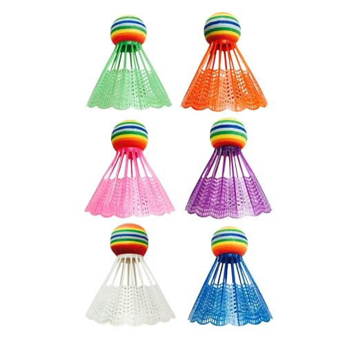 Tytlyworth Rainbow Head Badminton,Badmintonball - Nylon-Federbälle Spielzeugbälle - 6 Stück Regenbogen-Kugelkopf, stoßfeste Badminton-Spielzeugbälle für Sporttrainingsaktivitäten von Tytlyworth