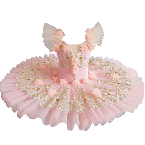 Tytyozay Mädchen Ballett Kleid Professionelles Ballett Kostüm Ballerina Ballett Kind Kind Kind Mädchen Erwachsene Tutu Tanz Ballett Kleid Tanzbekleidung,Rosa,130 von Tytyozay