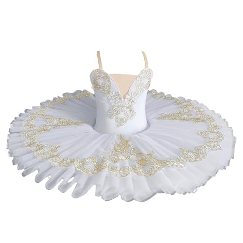 Tytyozay Mädchen Professionelles Ballett Tutu Kleid, Weiß Ballerina Bühne Tanzwettbewerb Kostüm Kinder Damen Schwanensee Party Kleid,Weiß,160 von Tytyozay