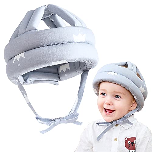 Tyuodna Baby Helm ab 6 Monate,Atmungsaktiv Baby Kopfschutz Schutzhelm,360° Anti-Kollision Baby Helmet,Verstellbarer Kopfschutzmütze,Baby Helmet für Kleinkind Lernen Laufen und Krabbeln (Grau) von Tyuodna