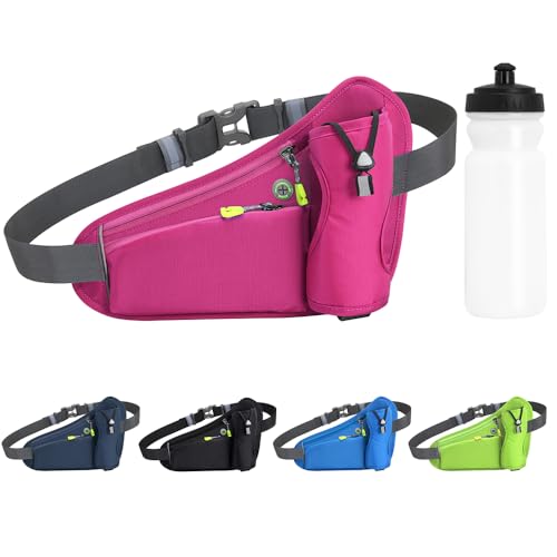 Tyuodna Laufgürtel Handy,Gürteltasche mit Flaschenhalter,Running Belt,Bauchtasche für Trinkflasche,Verstellbar Hüfttasche Damen und Herren,Trinkgürtel für Jogging (Rot+600ml Wasserflasche) von Tyuodna