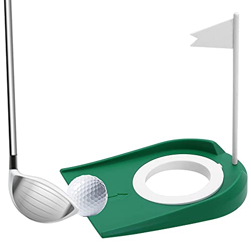 Kigniote Golf-Übungs-Putter-Pad, Golf Putting Cup aus Kunststoff für Drinnen und Draußen Übungshilfen mit Verstellbarem Hole und Flagge von Kigniote