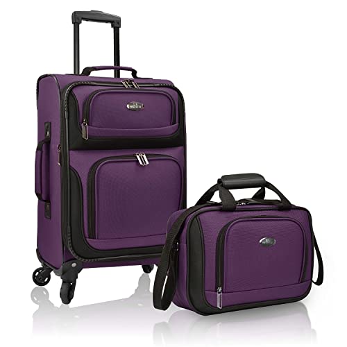 U.S. Traveler Robustes Gewebe, erweiterbares Handgepäck-Set, Violett, 4 Wheel, Robustes Gewebe, erweiterbares Handgepäck-Set von U.S. Traveler