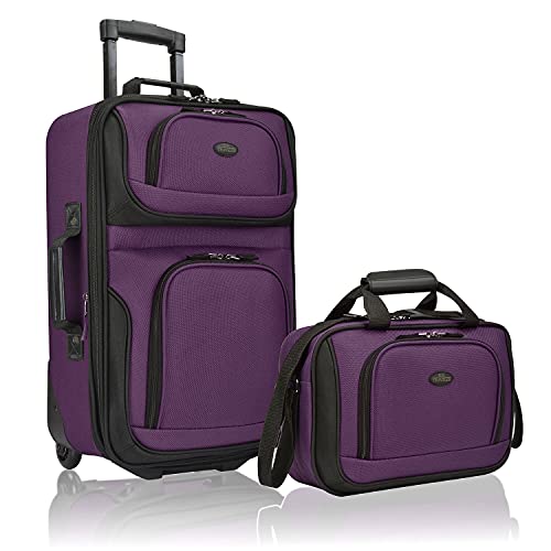 U.S. Traveler Rio Handgepäck-Set aus robustem Stoff, erweiterbar, violett, 2 Wheel, Rio Reisegepäck-Set, robust, erweiterbar von U.S. Traveler