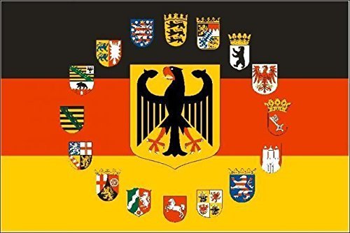 U24 Fahne Flagge Deutschland Adler mit 16 Bundesländer Wappen Bootsflagge Premiumqualität 80 x 120 cm von U24