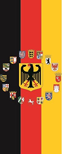 U24 Fahne Flagge Deutschland Adler mit 16 Bundesländer Wappen im Hochformat Premiumqualität 80 x 200 cm von U24