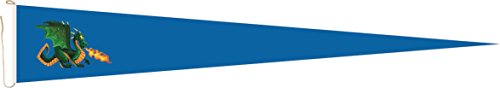 U24 Langwimpel Feuerspuckender Drache blau Fahne Flagge Wimpel 200 x 40 cm Premiumqualität von U24