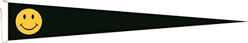 U24 Langwimpel Smily schwarz Fahne Flagge Wimpel 250 x 40 cm Premiumqualität von U24