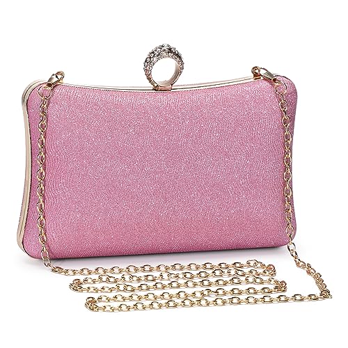 UBORSE Clutch Damen Glänzend Handtasche Elegant Abendtasche mit Kette Brauttasche Portemonnaie Tasche Geldbörse Envelope Tasche für Hochzeit Cocktailparty Tanzparty Geburtstag von UBORSE