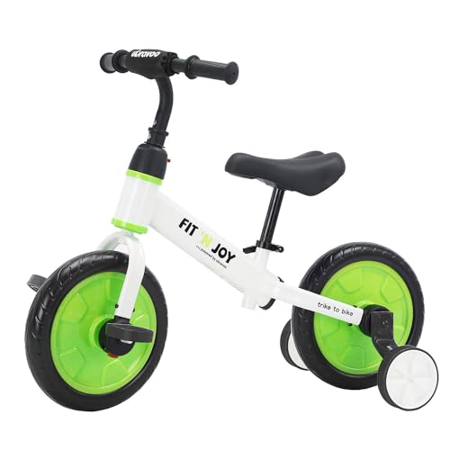 UBRAVOO Kinder Laufrad Fit in Joy, 4-In-1 Kinder Laufrad ab 2 Jahre bis 4,Laufrad mit pedalen und Stützrädern,Kinderfahrräder Balance Fahrrad für Jungen Mädchen-Grün von UBRAVOO