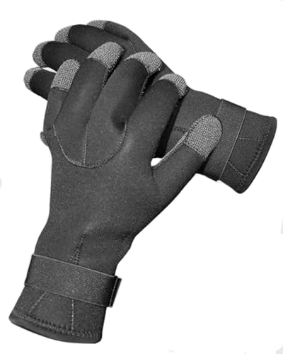 UCK-KIT 3MM Tauchhandschuhe Neopren Neoprenanzug Handschuhe rutschfeste Halten Warmes Wasser Handschuhe Für Schnorcheln Schwimmen Surfen Segeln Kajakfahren,Schwarz,L von UCK-KIT