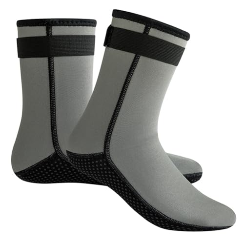 UCK-KIT Neopren 3mm Tauchen Socken rutschfest Halten Warm Neoprenanzug Socken Beach Volleyball Socken Für Wassersport,Grau,XXL von UCK-KIT