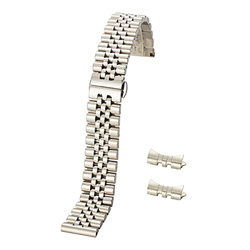 UCSUSA Edelstahl-Uhrenarmband mit Schmetterlingsschnalle, massives Metall-Uhrenarmband, gebogenes Endglied, 12 mm, 14 mm, 16 mm, 18 mm, 20 mm, 22 mm von UCSUSA