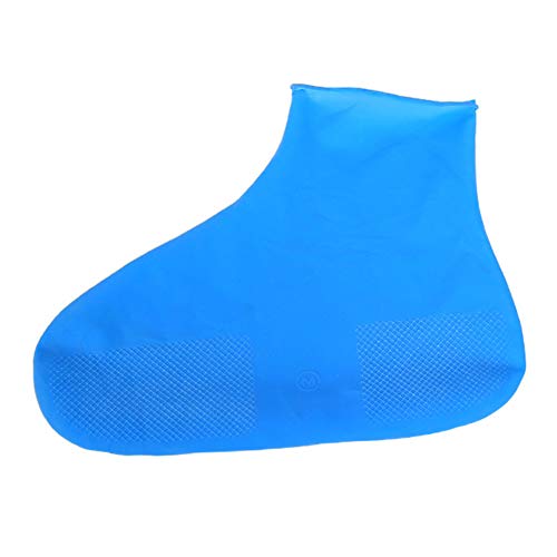 UEB 2 Stück Outdoor Regenschutz Überschuhe wasserdichte rutschfeste Silikon Schuhe Abdeckung Verschleißfeste elastische Regenschuhe Stiefel Schutz (Blau, L) von UEB