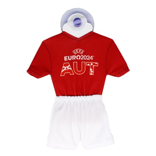 UEFA Euro 2024 Mini-Kit/Mini-Trikot 17x14cm, mit Saugnapf, Fussball Fanartikel, Europameisterschaft, offizielles Lizenzprodukt, Geschenkartikel (Austria Design) von UEFA Euro 2024