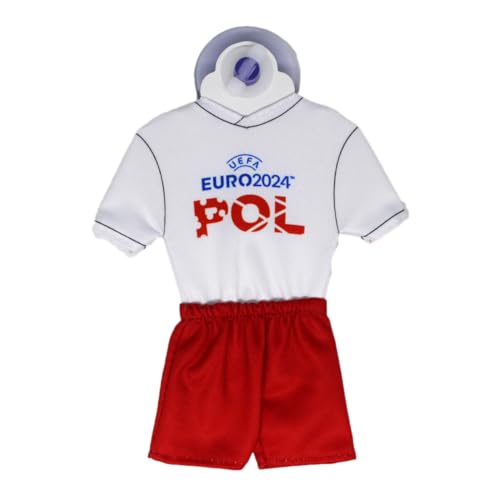 UEFA Euro 2024 Mini-Kit/Mini-Trikot 17x14cm, mit Saugnapf, Fussball Fanartikel, Europameisterschaft, offizielles Lizenzprodukt, Geschenkartikel (Poland Design) von UEFA Euro 2024