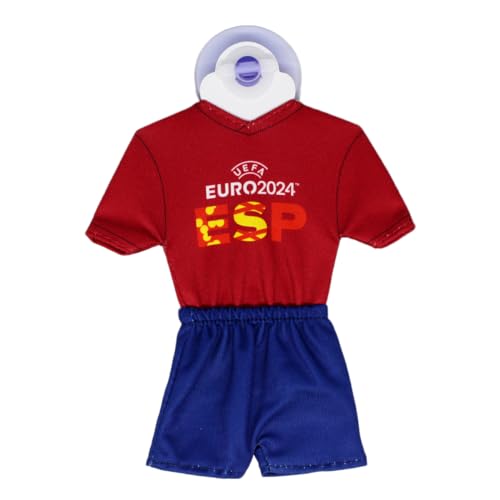 UEFA Euro 2024 Mini-Kit/Mini-Trikot 17x14cm, mit Saugnapf, Fussball Fanartikel, Europameisterschaft, offizielles Lizenzprodukt, Geschenkartikel (Spain Design) von UEFA Euro 2024