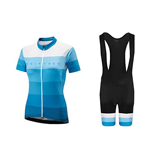 UGLY FROG Damen Trikot Set Sportanzug Kurzarm Zip Slim Fit Kurz Hülse Top Hemd Short Pants Outdoor Fahrrad von UGLY FROG