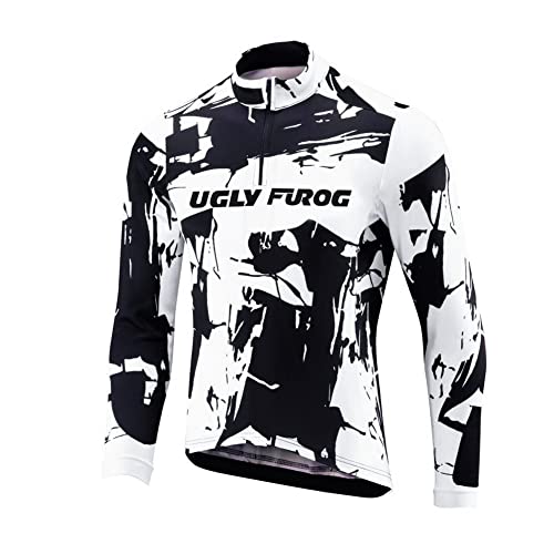 UGLY FROG Men's Racing Cycling Jersey Winter Long Sleeve Thermal Fleece Road Bike MTB Rennrad Trikot Halber Reißverschluss von UGLY FROG