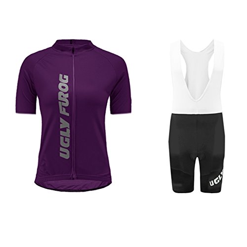 UGLY FROG Radtrikot Kurzarmanzug Atmungsaktiv Damen Sommer Schnell trocknend Radsport Set Gel gepolsterte Trägerhose von UGLY FROG