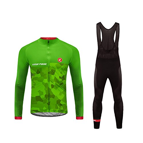 UGLY FROG Winter Radtrikot Set Thermo Fahrradhose Lang + Thermal Fahrradtrikot Langarm Pro/Windstopper/Atmungsaktiv/Winddicht von UGLY FROG