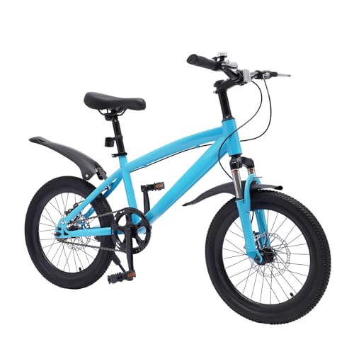 UHDUIG 18 Zoll Kinderfahrrad für Jungen und Mädchen Verstellbare Sitzhöhe mit Kotflügel,Fahrrad Kinder Mountainbike, mehrere Farben (Blau) von UHDUIG