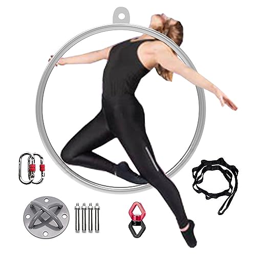 Lyra Hoop Set, Luftreifen, Single Point Hoops Zirkus, Aerial Yoga AusrüStung, Antennenringsatz, Edelstahlreifen, FüR AnfäNger, Profis Und Manege,A,Diameter 80cm von UIHECTA