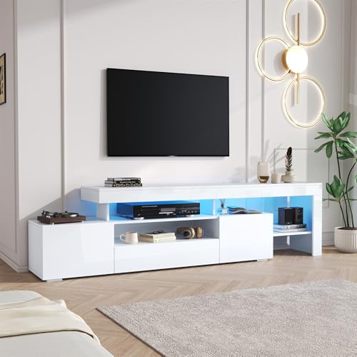 UIHECTA Tv-StäNder Rechteckiger, Moderner Hochglanz-Tv-StäNder Mit Stauraum Und Led-Beleuchtung Konsolentisch FüR Fernseher Bis 85 Zoll von UIHECTA