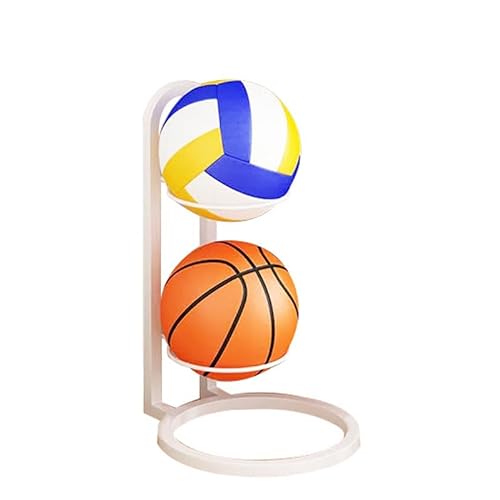 UIIXYEU Ball Aufbewahrung, Ballständer Fussball, Mehrschichtiges Metall Basketball Halter für Basketball Fußball Volleyball (Weiß, 2) von UIIXYEU