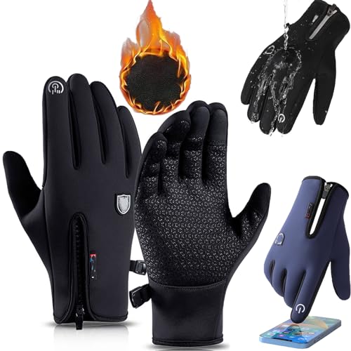 UIRPK Freezer Thermo Handschuhe,Freezer Thermo Handschuhe Herren Damen,Handschuhe Herren Winter,Herren Handschuhe Touchscreen,Freezr Thermo Handschuhe,Freezer Thermohandschuhe (Schwarz,XL) von UIRPK