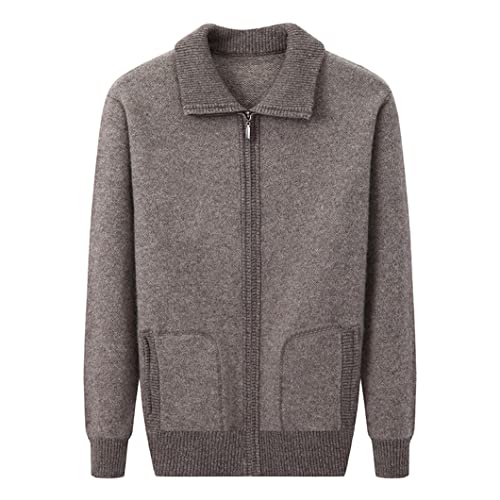 Reiner Kaschmir Herren verdickter Reißverschluss Cardigan Mantel Computer gestrickt Umlegekragen Casual Sweater Plus Size 6XL a XXXL von UJDKCF