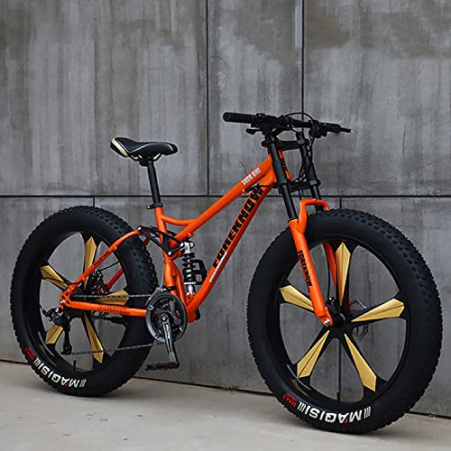 UJKDDDCC 26-Zoll-Mountainbikes, Fat Tire Mountain Trail Bike für Erwachsene, 7/21/24/27/30-Gang-Fahrrad, Hardtail-Mountainbike aus Kohlenstoffstahl, Mountainbike mit verstellbarem Sitz mit von UJKDDDCC