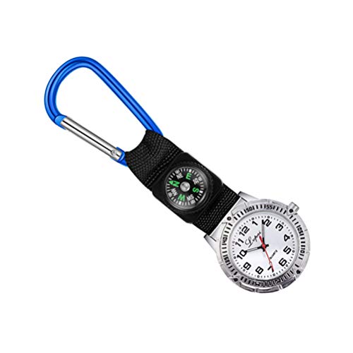 Clip auf Uhren Mini- Kompass für Männer Taschenuhr Leinwand Band Taschenuhr mit Tragbarer Kompass Blau von UKCOCO