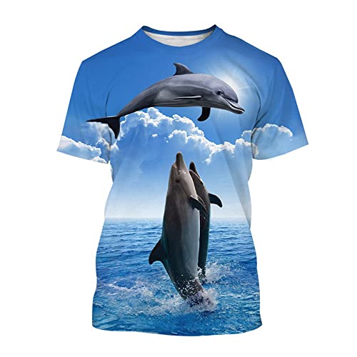UKEUBAI Tier Delfin 3D T-Shirt Mode Paar kurzärmelige Tops Unisex Quick-Dry von UKEUBAI