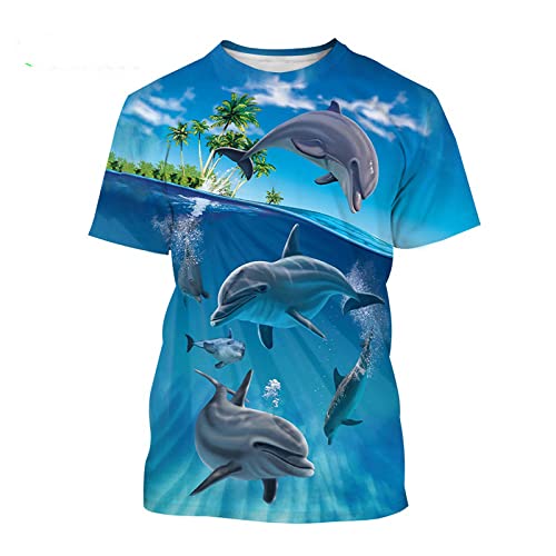 UKEUBAI Tier Delfine 3D T-Shirt Mode Paar kurzärmelige Tops Unisex Quick-Dry von UKEUBAI